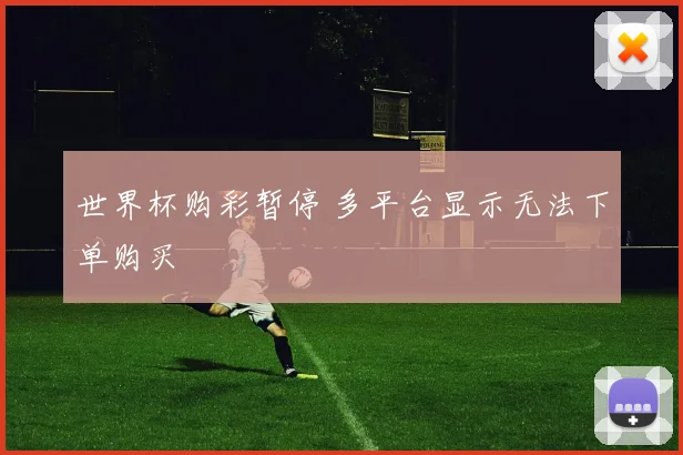 世界杯购彩暂停 多平台显示无法下单购买